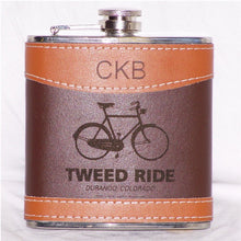Load image into Gallery viewer, 6 OZ 2 TONE LEATHER STAINLESS STEEL FLASK