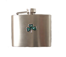 Load image into Gallery viewer, 4 OZ STAINLESS STEEL SHAMROCK FLASK