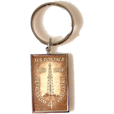 POSTAGE STAMP OIL RIG  KEY RING New Orleans Cufflinks