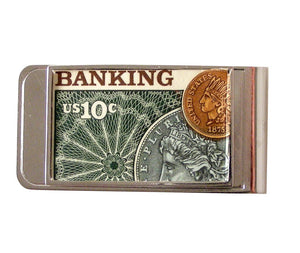 AUTHENTIC 1975 BANKING POSTAGE STAMP MONEY CLIP