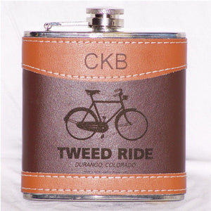 6 OZ 2 TONE LEATHER STAINLESS STEEL FLASK