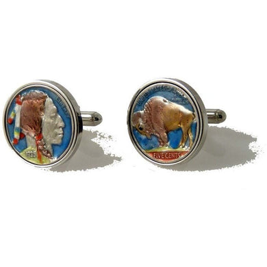 HAND ENAMELED BUFFALO NICKEL CUFFLINKS New Orleans Cufflinks