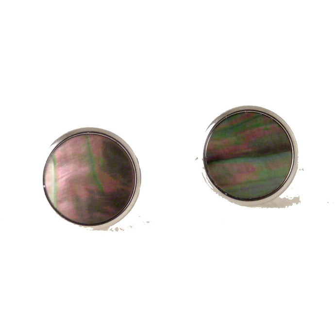 SILVER CLASSIC CUFFLINKS WITH SMOKED MOTHER OF PEARL