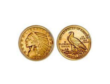Load image into Gallery viewer, $5.00 INDIAN GOLD QUARTER EAGLE CUFFLINKS NEW ORLEANS CUFFLINKS
