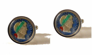 hand enameled barber dime cufflinks new orleans cufflinks