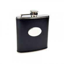Load image into Gallery viewer, 6 OZ STAINLESS STEEL FLASK WITH BLACK MOC LEATHER

