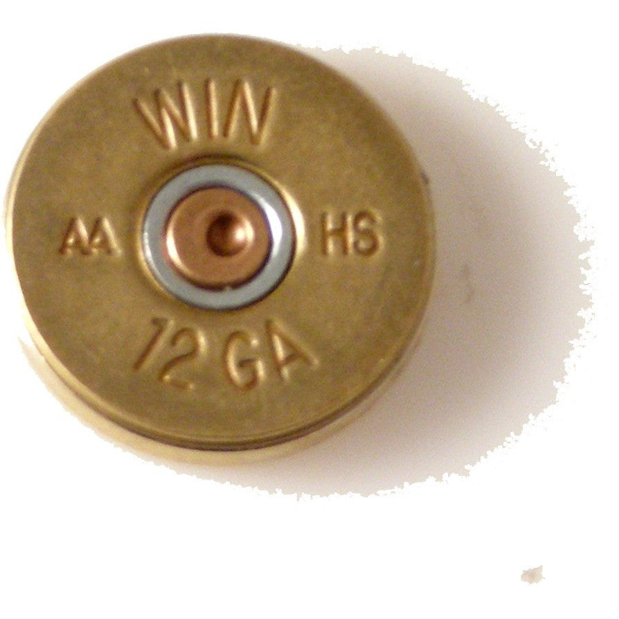 AUTHENTIC 12 GAUGE BRASS SHOTGUN SHELL LAPEL PIN