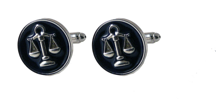 HAND ENAMELLED SCALES OF JUSTICE CUFFLINKS