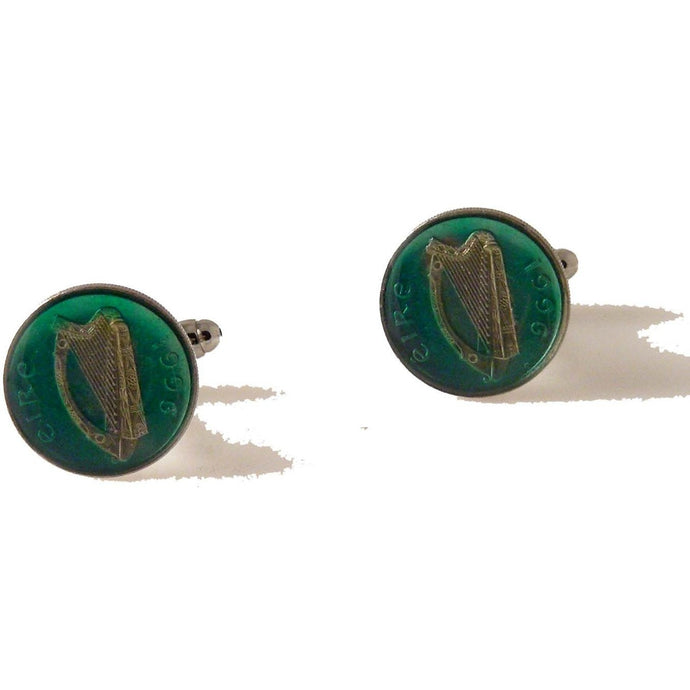 AUTHENTIC ENAMELED  FIVE PENCE IRISH COIN CUFFLINKS New Orleans Cufflinks