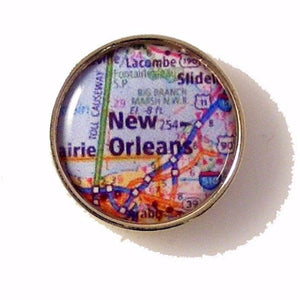 CUSTOM MAP LAPEL PIN New Orleans Cufflinks