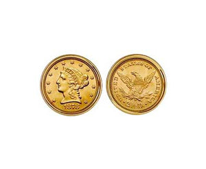 $2.50 LIBERTY GOLD QUARTER EAGLE CUFFLINKS NEW ORLEANS CUFFLINKS