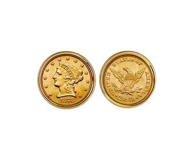 $2.50 LIBERTY GOLD QUARTER EAGLE CUFFLINKS NEW ORLEANS CUFFLINKS
