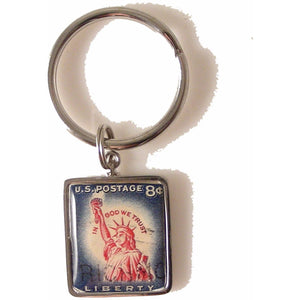 1958 STATUE OF LIBERTY POSTAGE STAMP KEY RING New Orleans Cufflinks