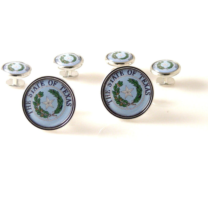 TEXAS STATE SEAL CUFFLINK AND TUXEDO STUD SET