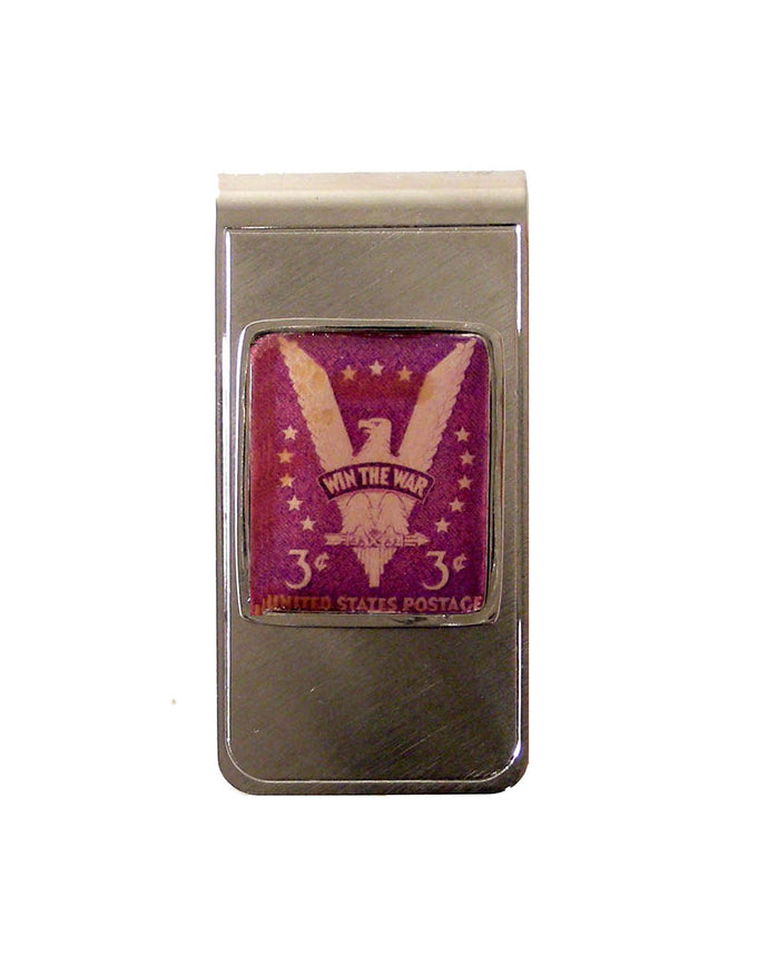 AUTHENTIC 1941 WIN THE WAR POSTAGE STAMP MONEY CLIP